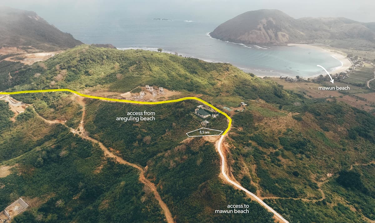 Aerial view of hillside land in Areguling