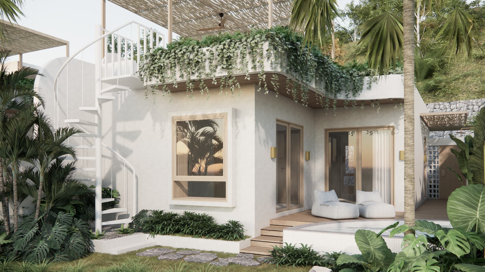 Front garden view Monstera Villas