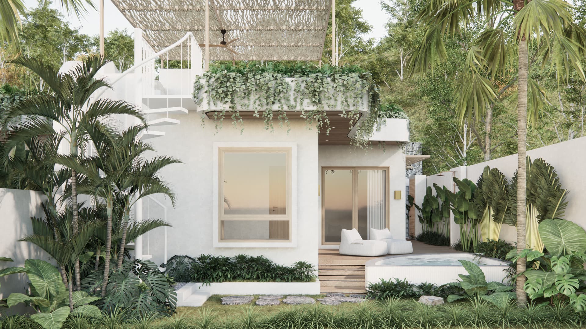 Front garden view Monstera Villas