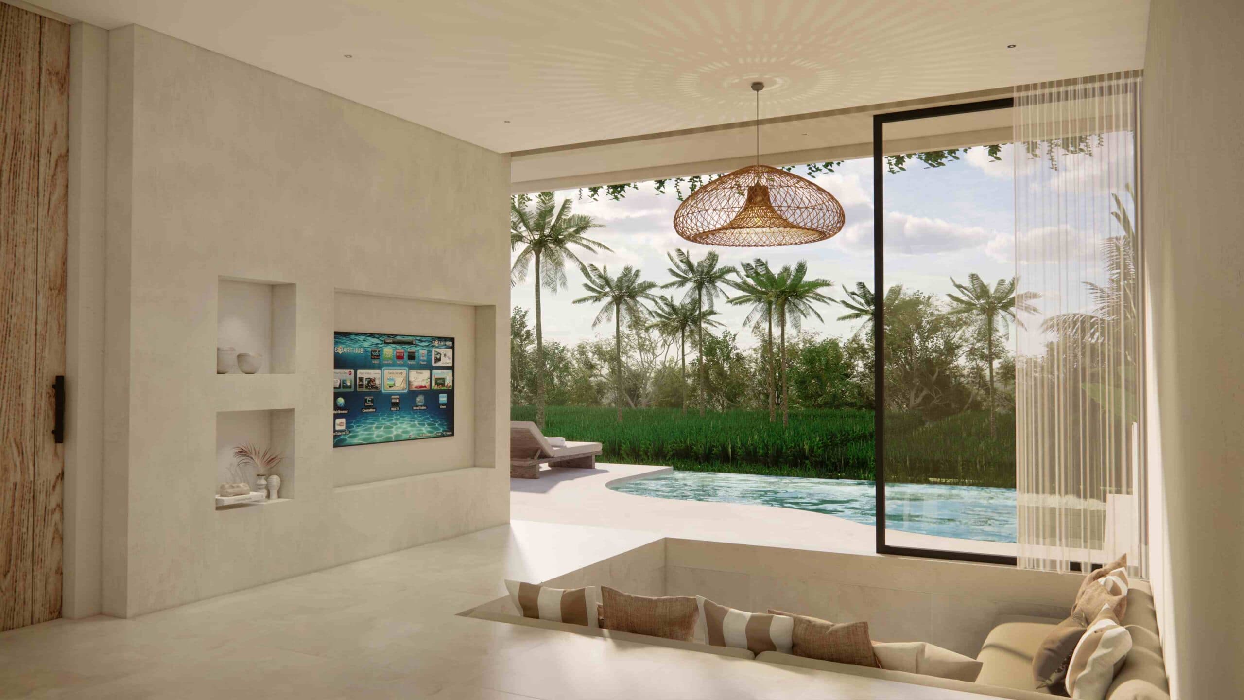 kenya resort & residence villa with infinity pool and rice fields view