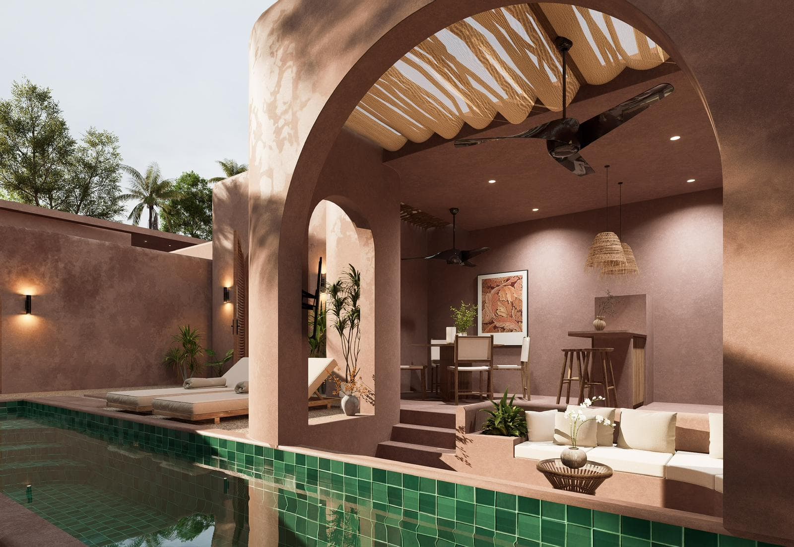 SORA villas pool and living area