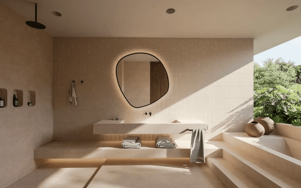 Modern bathroom 3BR Tias villas for sale in Kuta Lombok