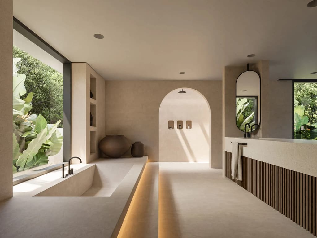 Spacious bathroom 3BR Tias villas for sale in Kuta Lombok