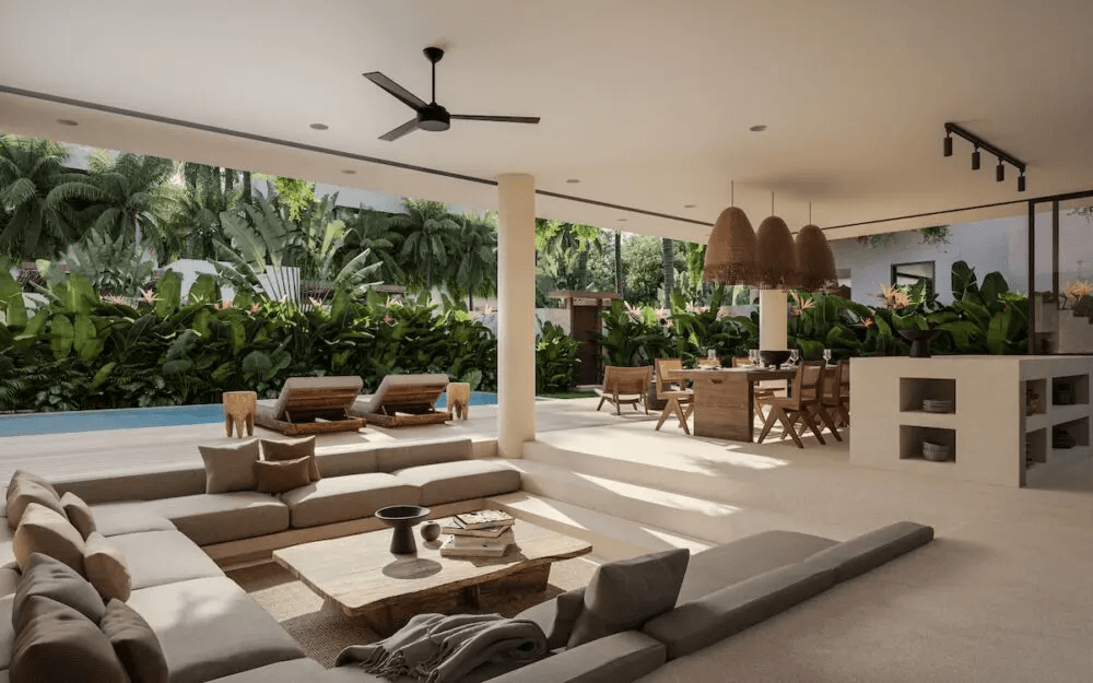 Open and bright living area 3BR Tias villas for sale in Kuta Lombok