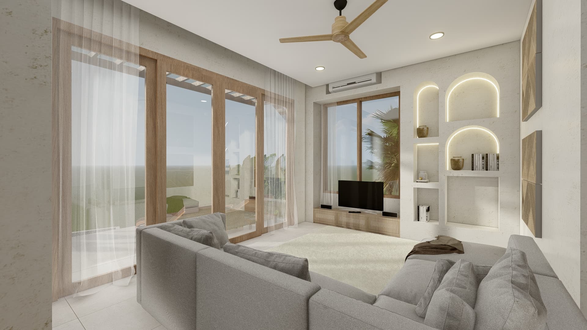 Enadia Sunset - 1BR living room with windows