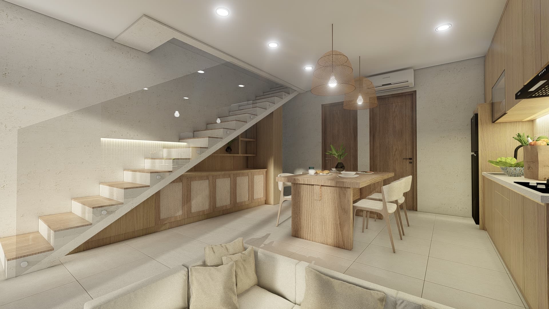 2BR villa in Selong Belanak stairs