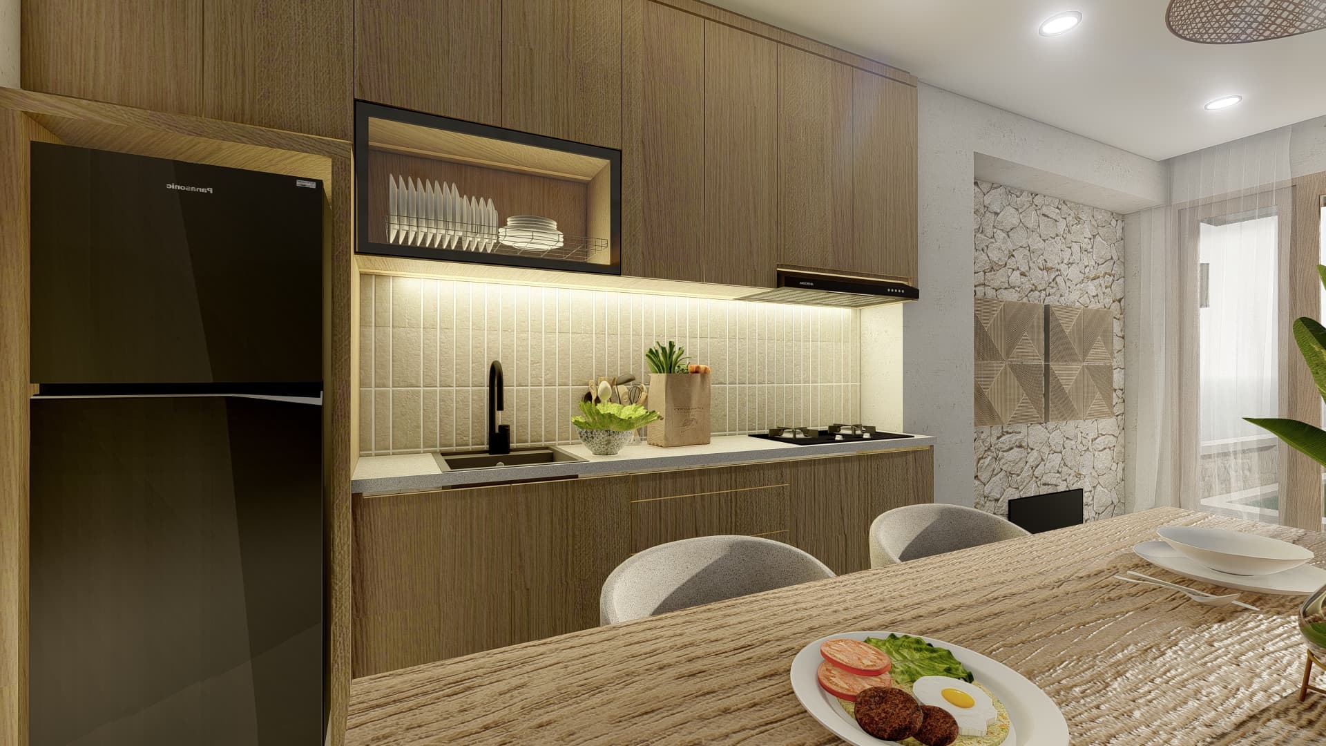 2BR villa in Selong Belanak kitchen