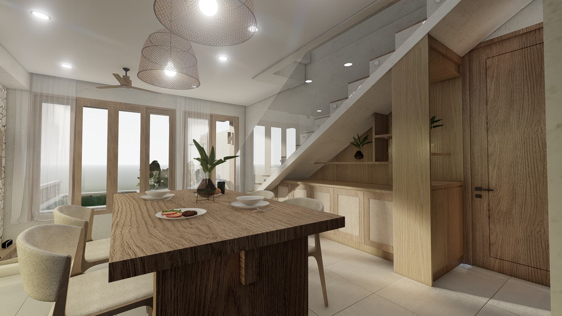 2BR villa in Selong Belanak dining area