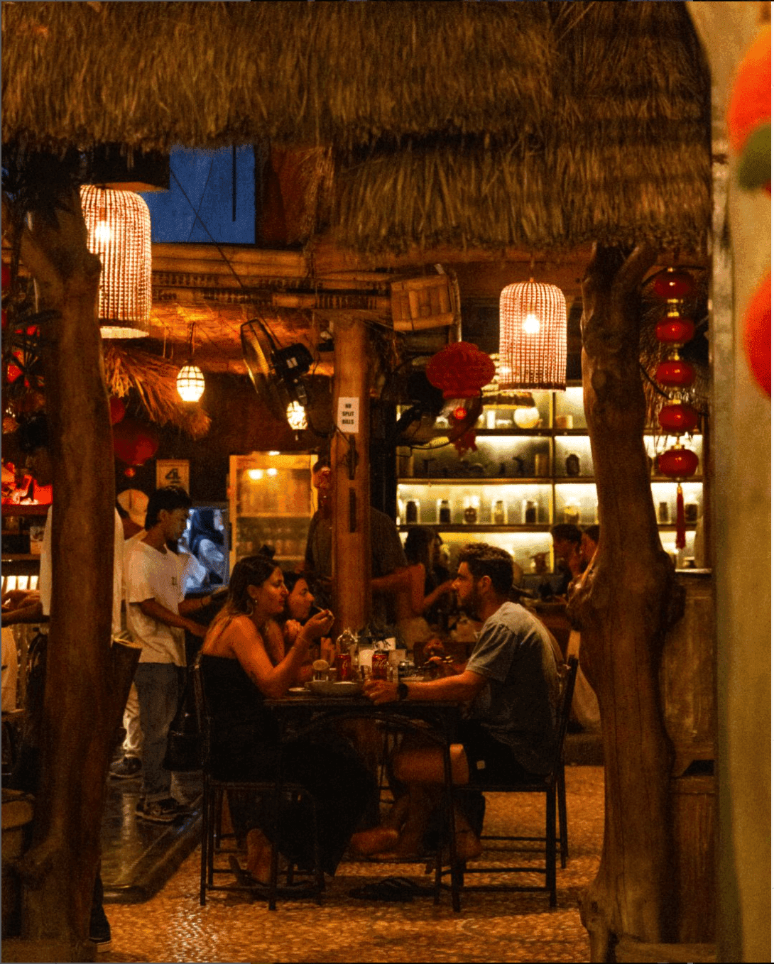 People sitting cozy in a chinese restaurant Kuta Lombok