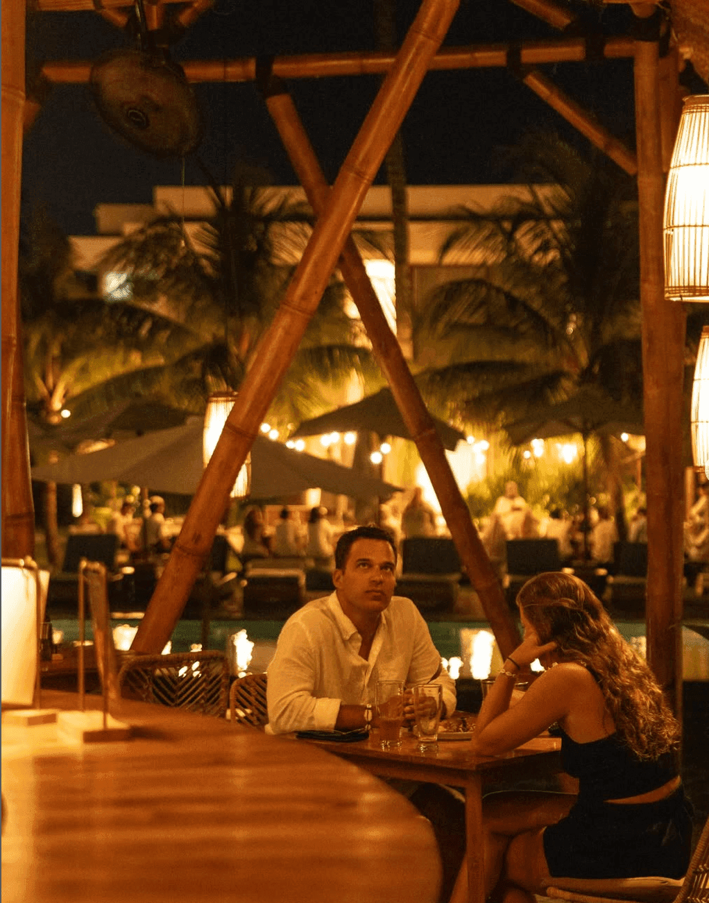 Date night in a beautiful bamboo restaurant center kuta