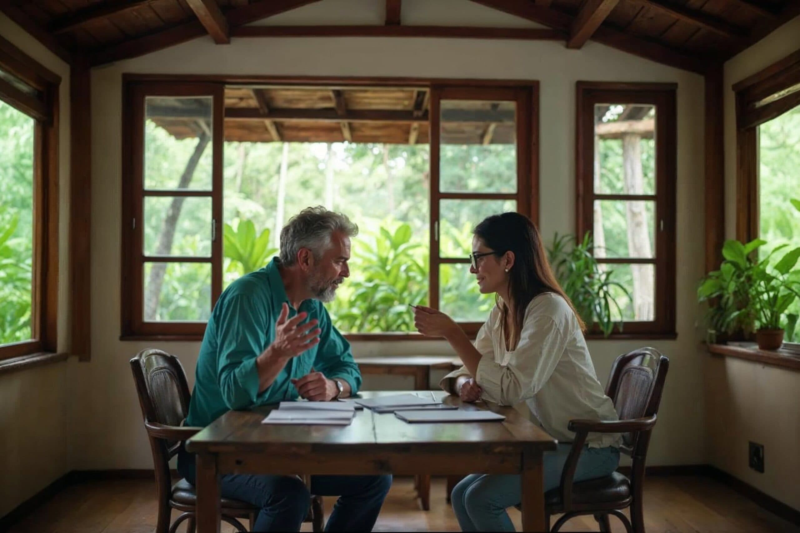 A notary and a client discussing in Lombok