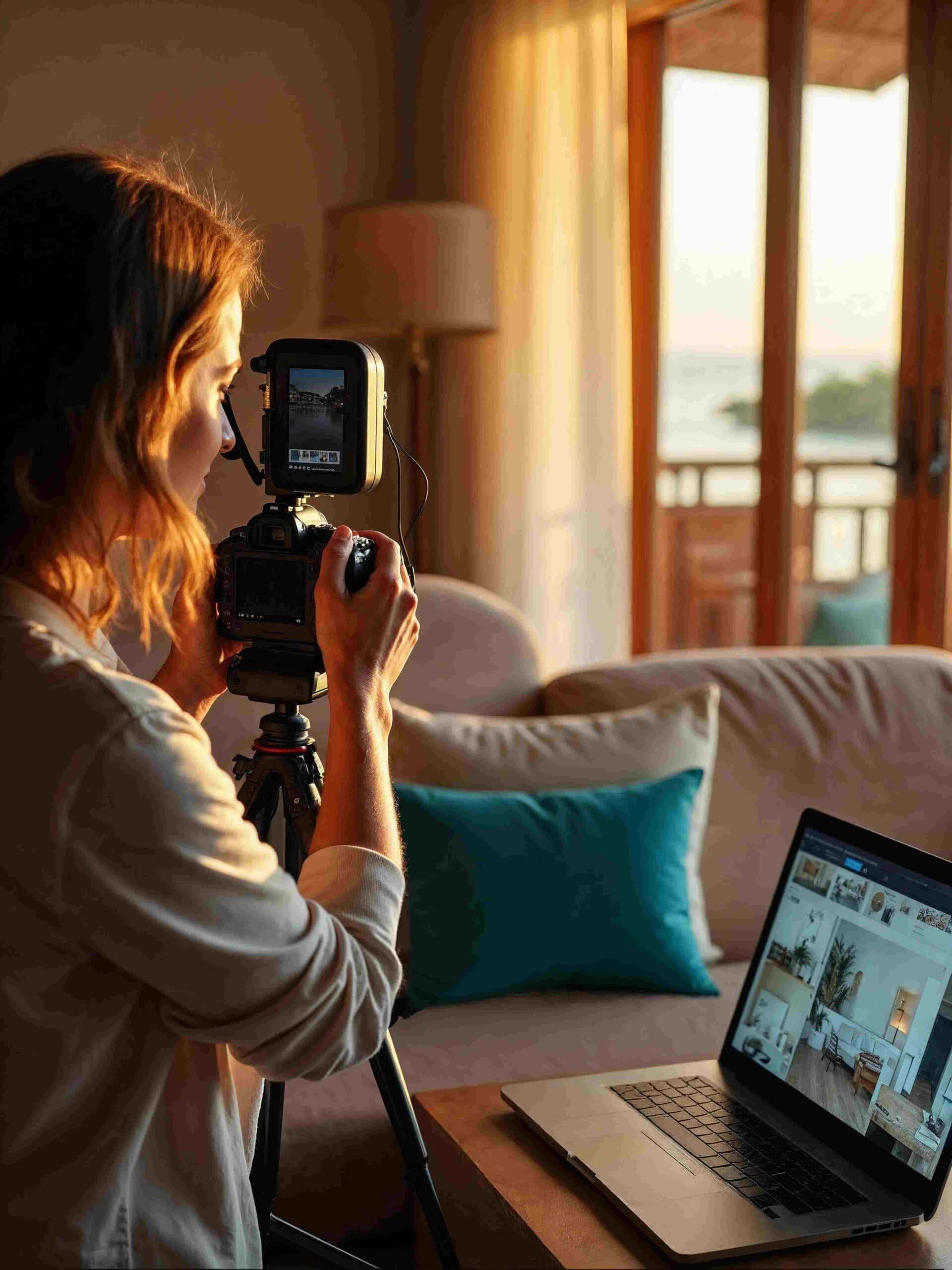 behind the scenes moment of a villa photoshoot