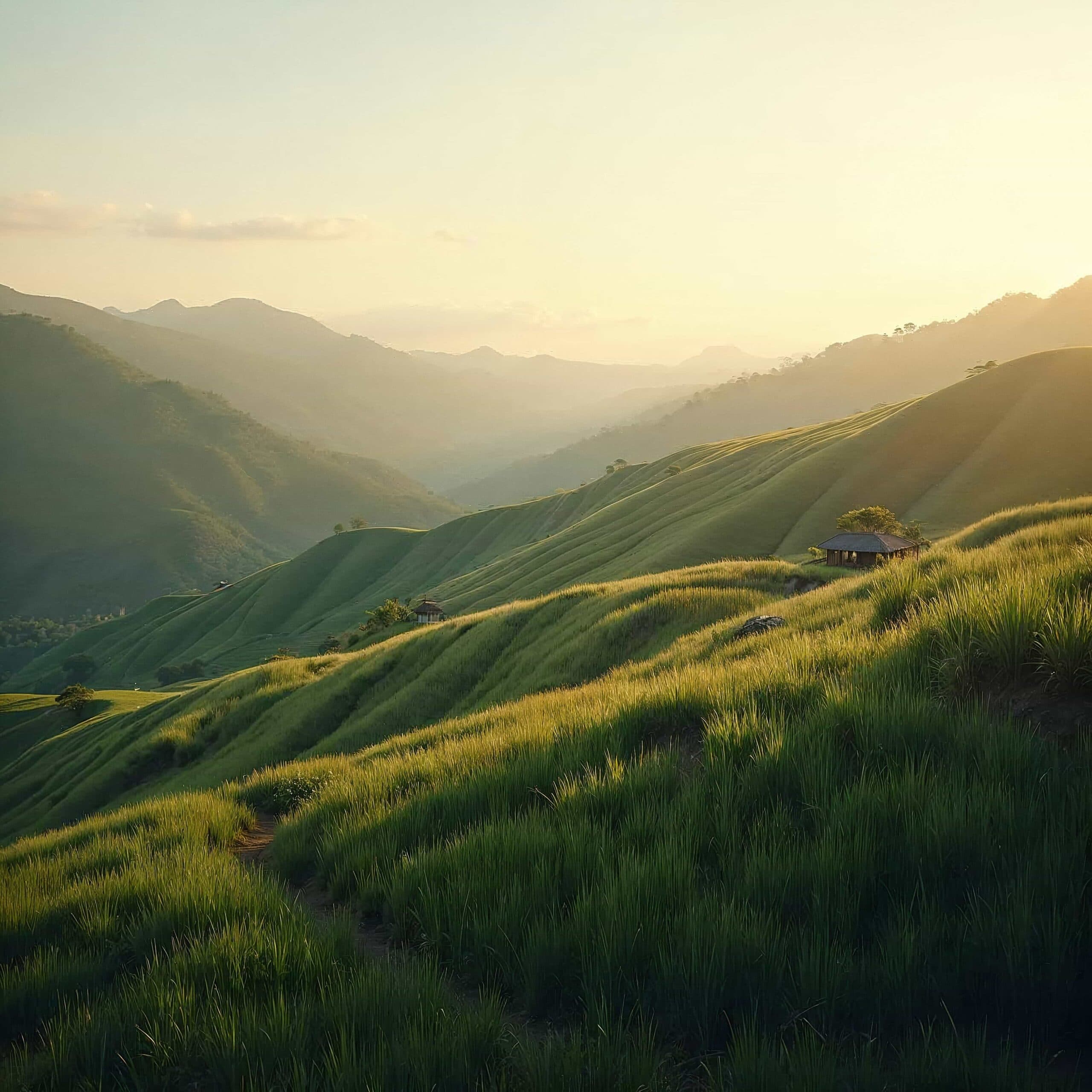 rice field of Tetebatu on a hill