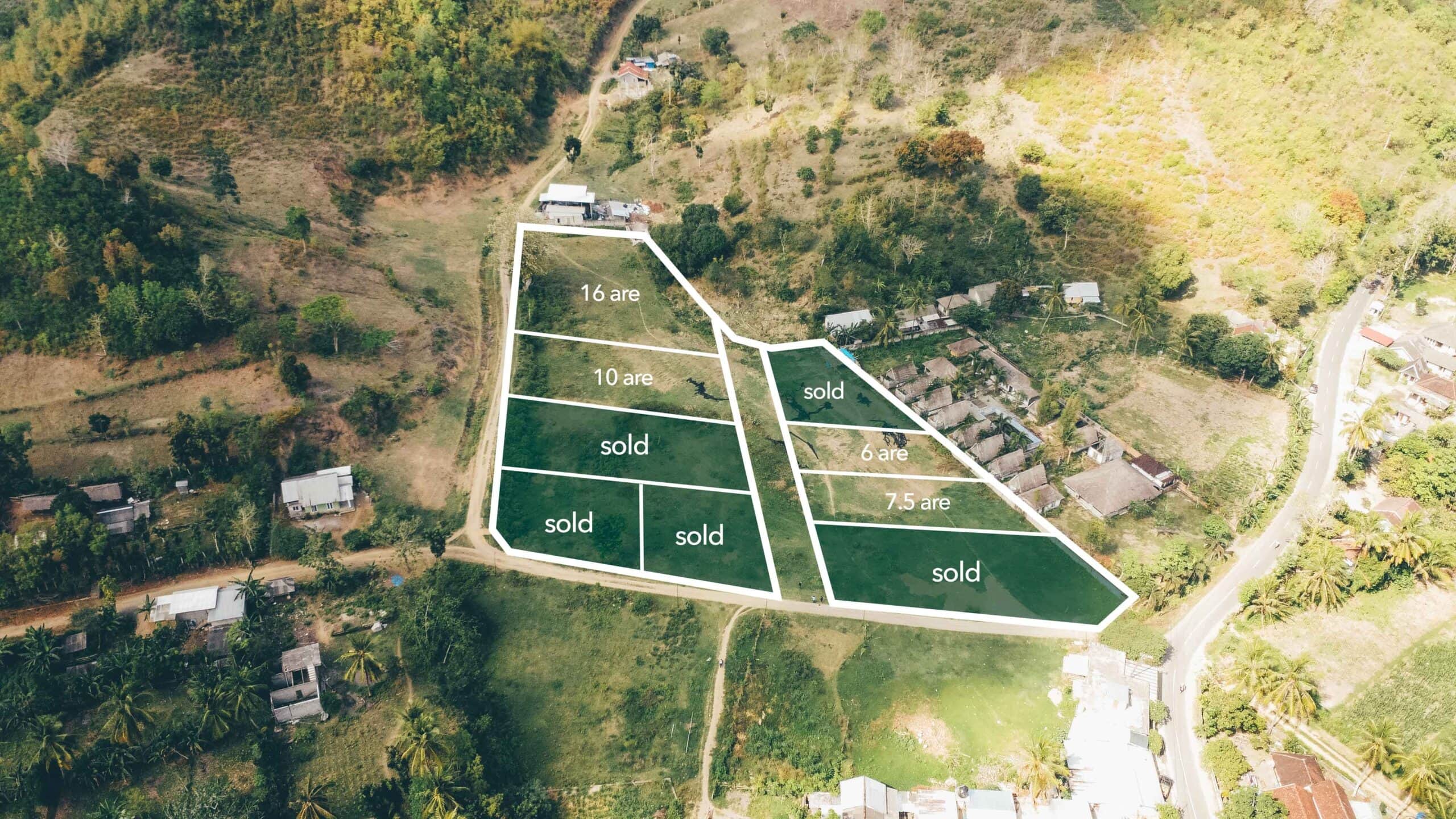 aerial view of selong belanak flat plots for sale