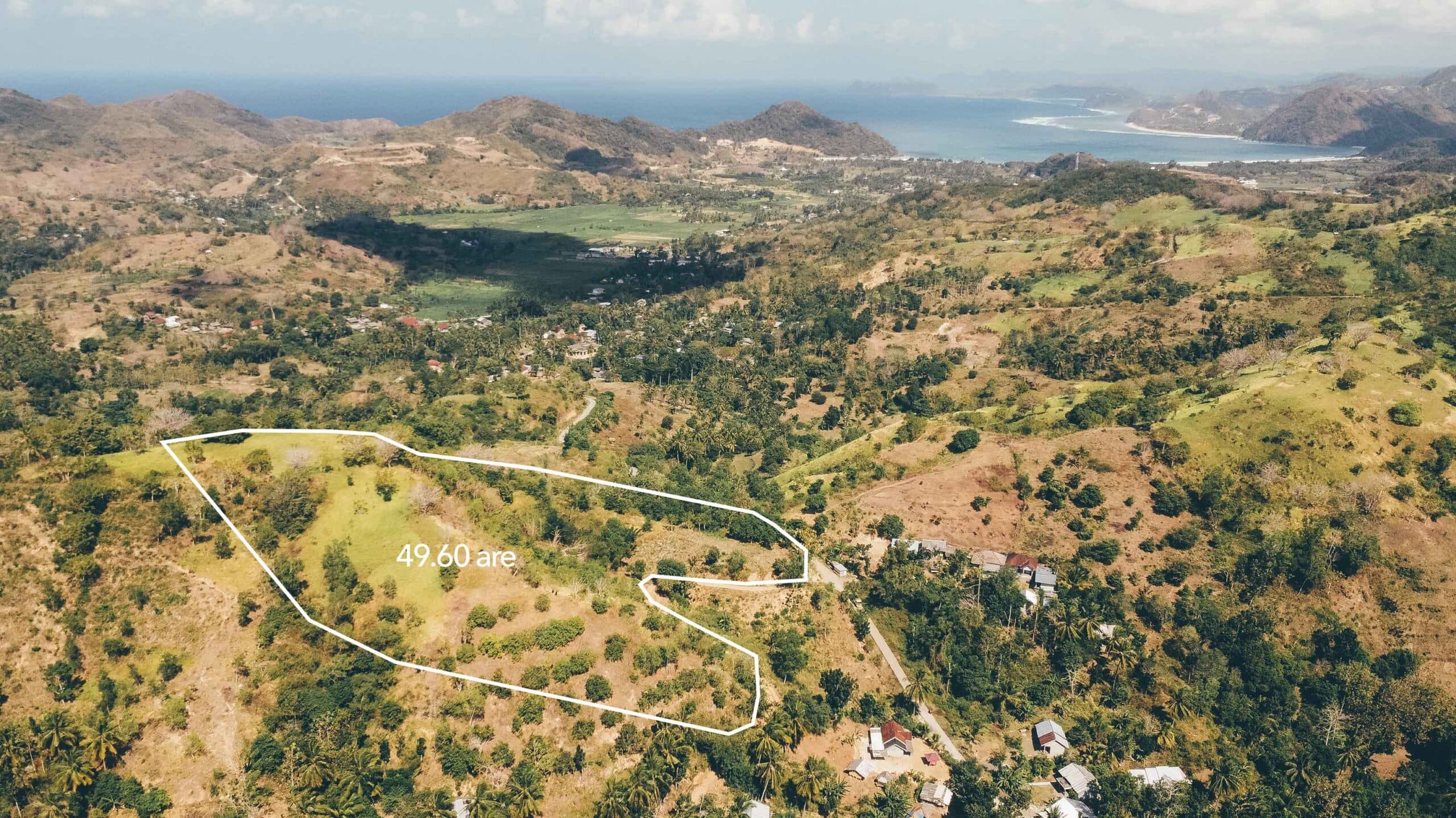 aerial view selong belanak hillside land for sale