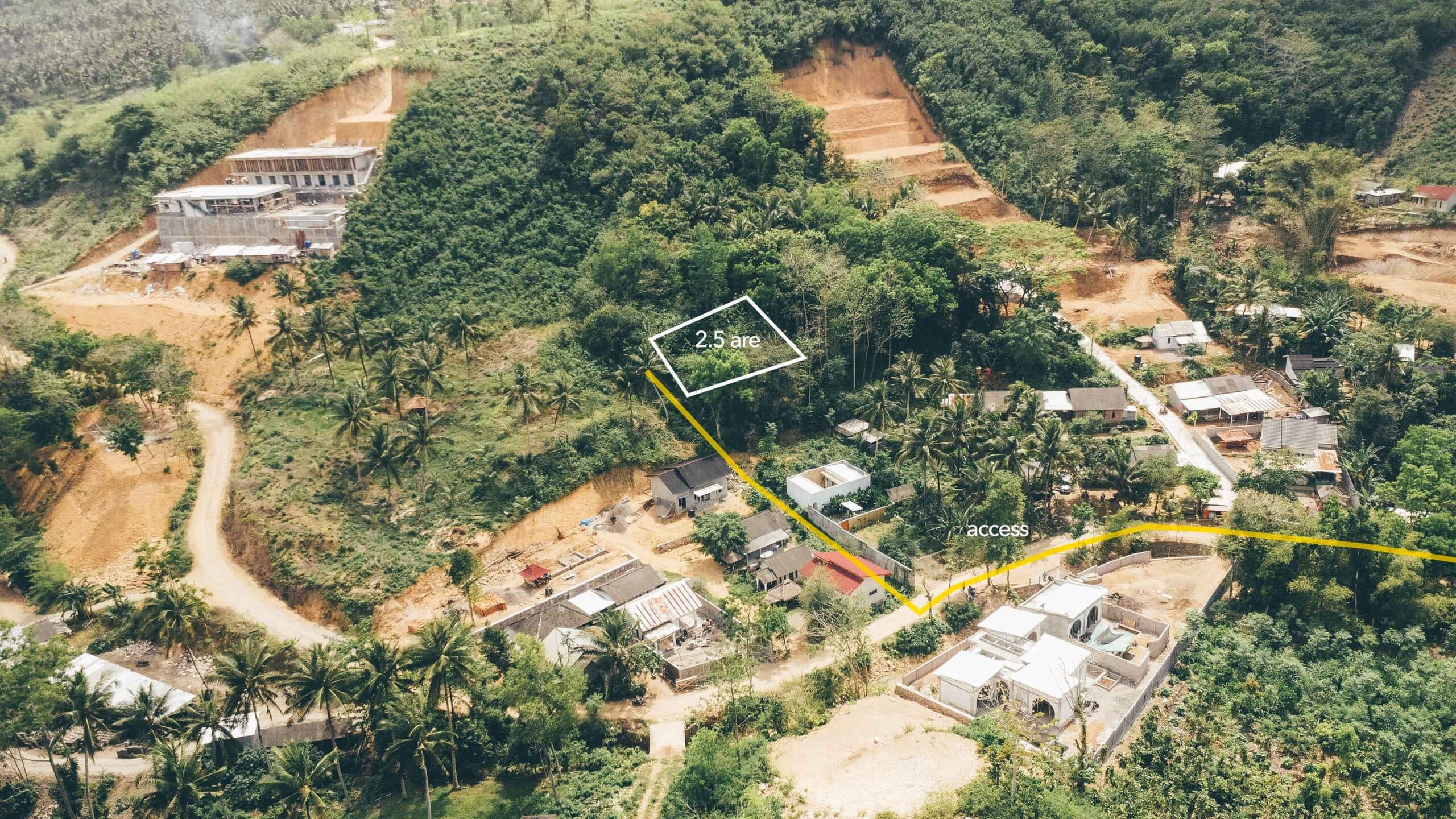 Aerial view kuta 2.5 are land for sale