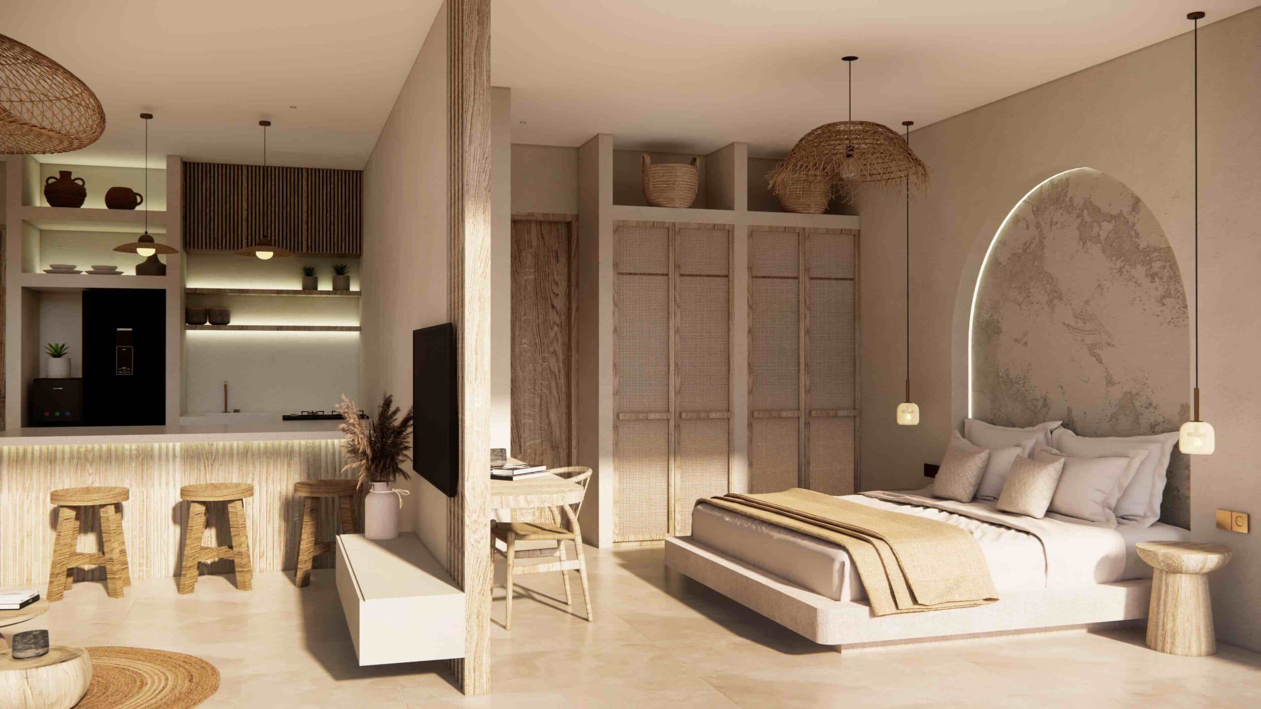 renderred studio apartement of kenya resort & residence